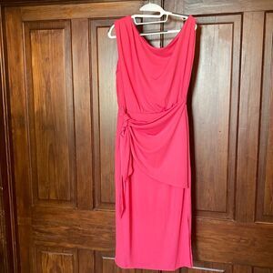 Grace Karin New Pink Tie Sash Sleeveless Cold Shoulder Midi Dress Size L
